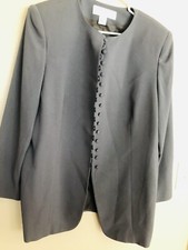 Vintage RENA ROWAN for SAVILLE Charcoal Gray Jacket Blazer  16PW