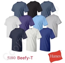 Hanes Beefy-T Cotton Plain Crew Neck Short Sleeves Adult T-Shirt 5180