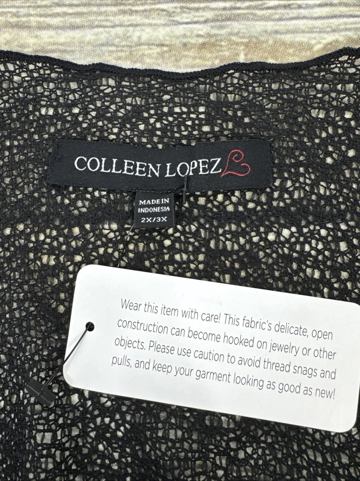 Nuevo Top Colleen Lopez Malla Torcida Frontal Mujer Talla Grande 2X/3X Negro Transparente Foto 3 de 4