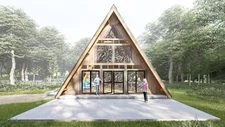 A-Frame House Plans PDF 30'6" x 56' Modern Cabin with Loft Architect Blueprints