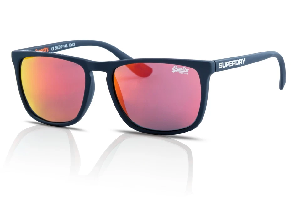 Lunettes De Soleil Superdry Shockwave 189 Caoutchouté Bleu/Violet Miroir Bleu - Photo 1/4