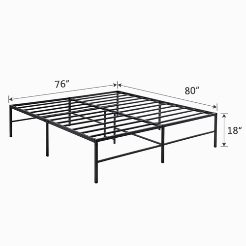 18'' Metal Platform Queen King Size Bed Frame Heavy Duty Steel Slats Support - Picture 23 of 26