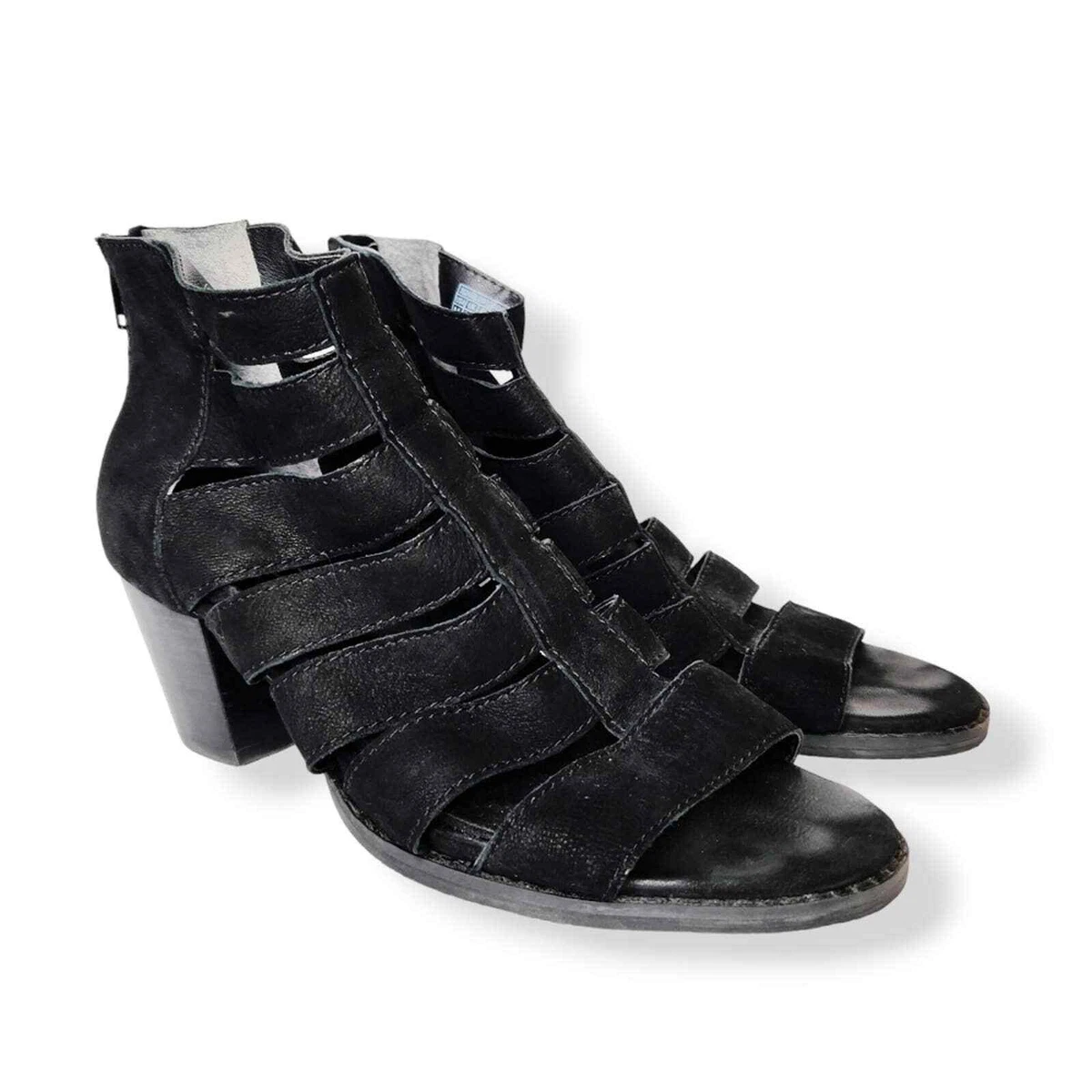 Vionic Harlow Black Ankle Boots Shoe Booties Open Toe Size 8.5 Back Zip Sandal