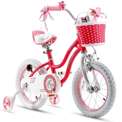 RoyalBaby Stargirl Kids Girls Bike Bicycle, Basket Training Wheels 12 Inch Pink