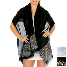NWT Fashion Lightweight Semi Sheer Floral Embroidered Scarf Shawl Cover-Up