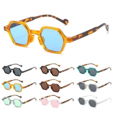 Trendy Polygon Sunglasses Small Retro Hippie Sun Glasses Hexagon Designer Shades