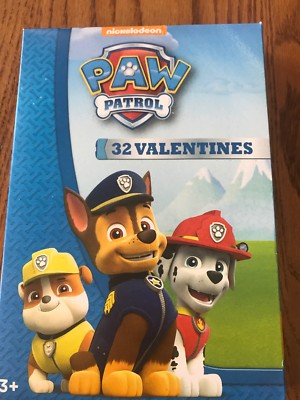 Paw Patrol Valentines Cards - Box Of 32 Assorted Cards With Stickers For Kids