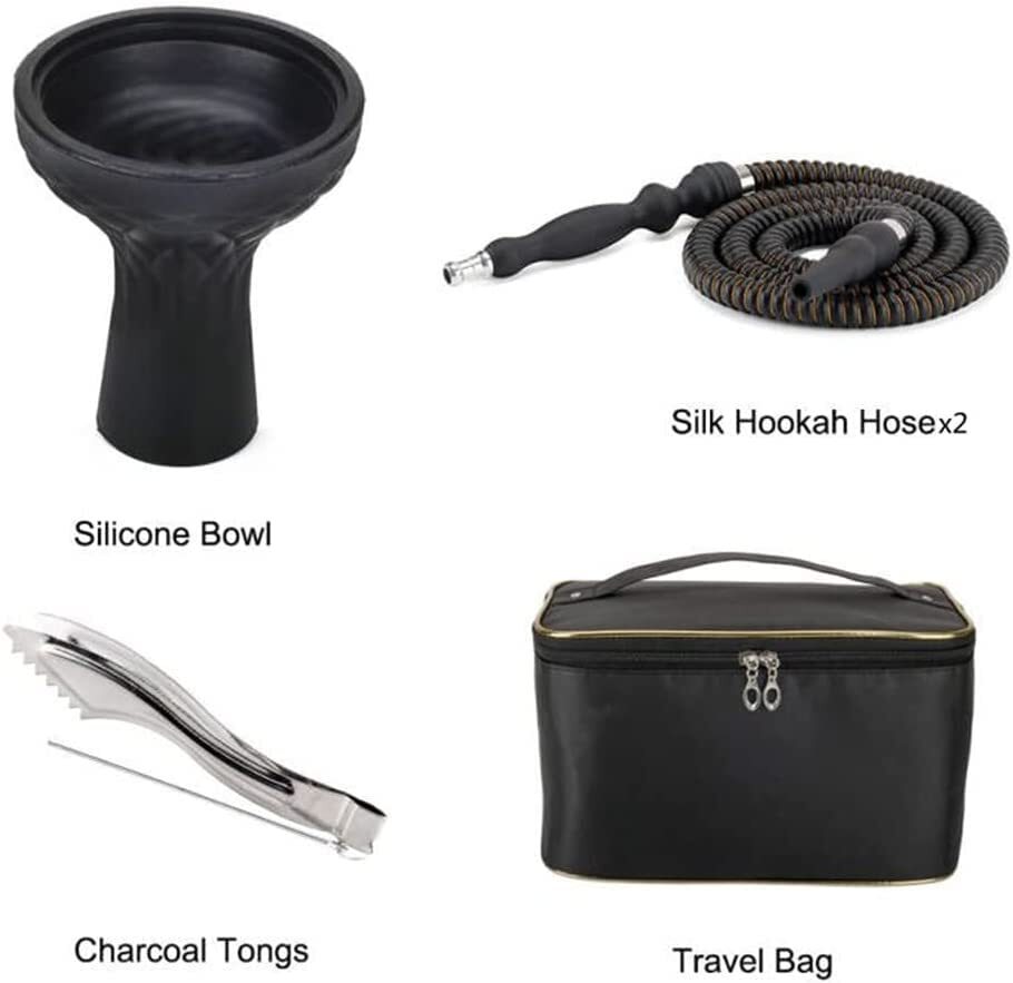 2 Hose Hookah Set with Travel Case Cleaning Brush, Micro Cube Acrylic