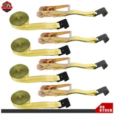 4Pcs Heavy Duty Flat Hook Ratchet Straps-Tie Down Straps 2 Inch x27 Feet