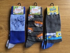 NWT 3 PAIR UNISEX ADULT NOVELTY SOCKS 6-12 CHUCKY DILL PICKLES SPONGE BOB NICK