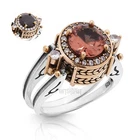 Turkish Reversible Round Zultanite and Black Topaz 925 Sterling Silver Ring