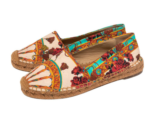 DOLCE & GABBANA D&G Women Multicolor Printed Canvas Espadrilles, eu 40, US10