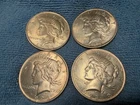 Lot of 4 1923 Peace Dollars - No Mint Mark - UNC Details Cleaned
