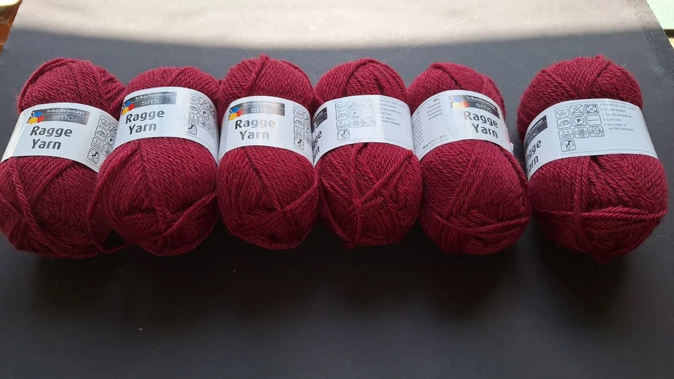 Six 50 gr Skeins Schachenmayr Ragge Yarn 70% wool in Burgundy - Image 4 of 4