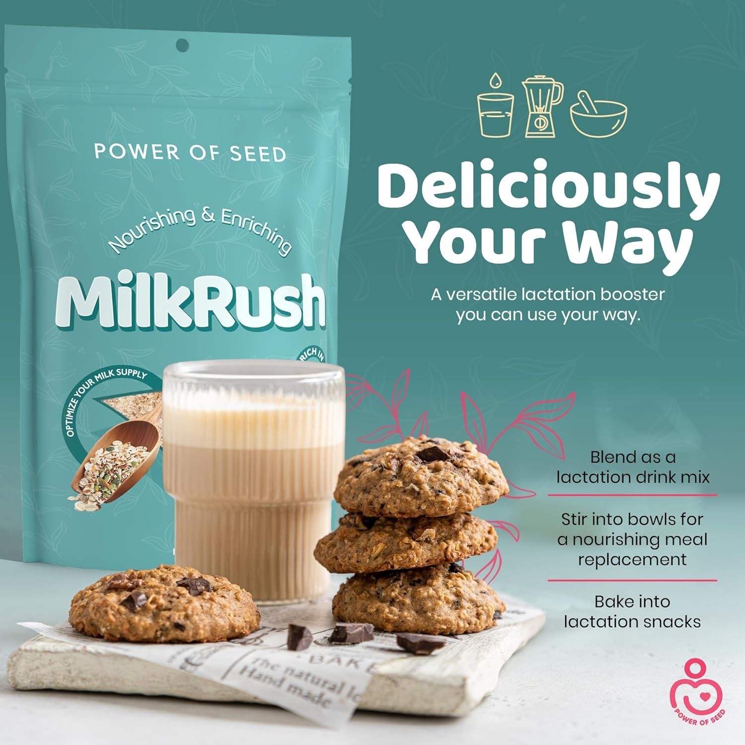 Milkrush Lactation Support for Breastfeeding - Oats Seeds & Almond Lactation Dri