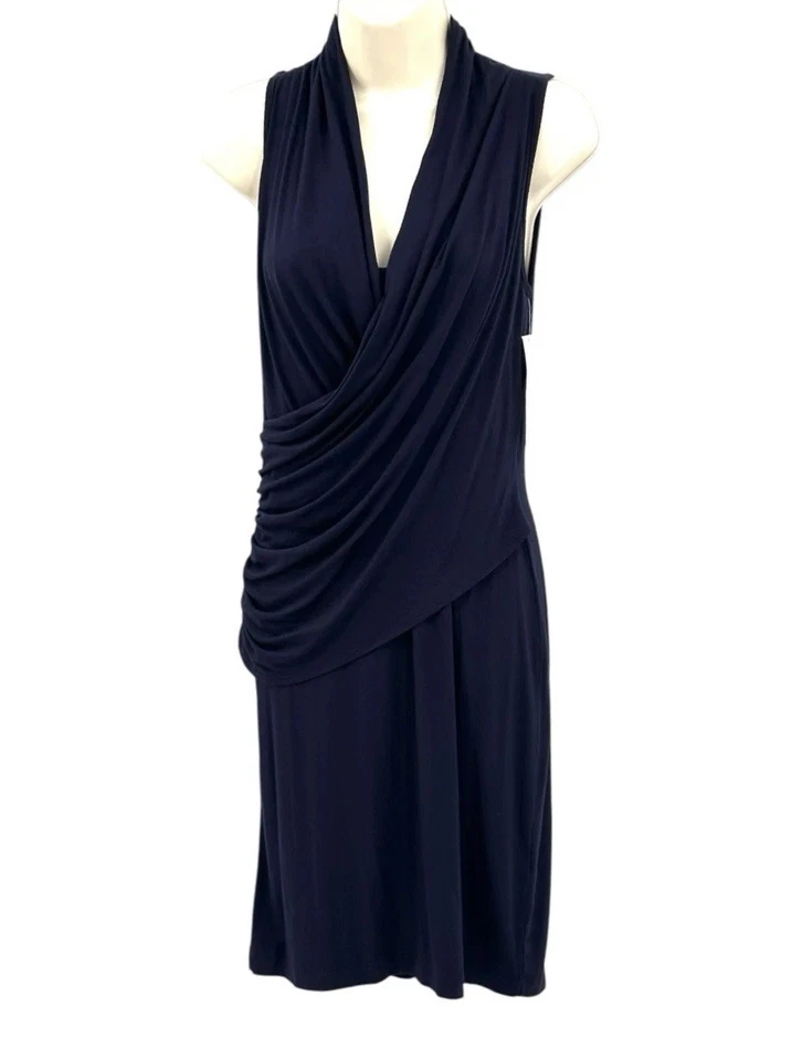 Karen Kane Sleeveless Wrap Dress Women’s XS 2 Navy Stretchy Knit USA NEW - Image 4 of 4