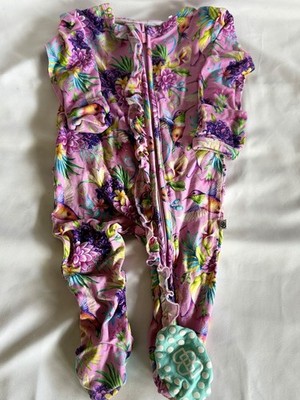 Little Bum Bums, Viscose Sleeper, Duo Zipper, Purple Floral Hummingbird Size 3-6