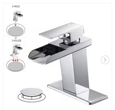 BWE Waterfall Single Hole Single-Handle Low-Arc Bathroom Faucet Chrome
