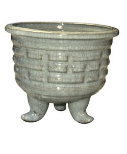 Vintage Gray Celadon Tripod Incense Burner Makers Mark On Base