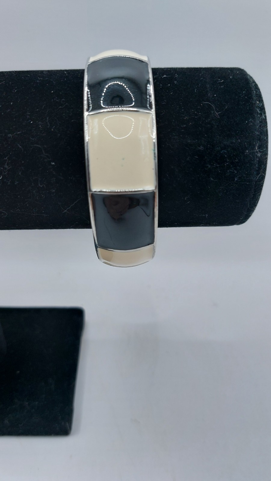 Black White Squares Hinged Bangle Cuff Bracelet S… - image 4