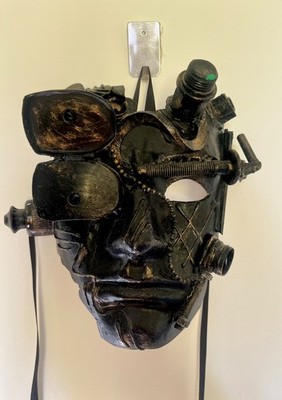 Handgefertigter venezianischer - Steampunk dunkel tragbar - bewegliches Auge zum Öffnen 