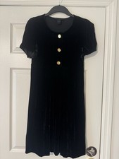 Mark by Marc Jacobs black velvet Babydoll dress with gold buttons