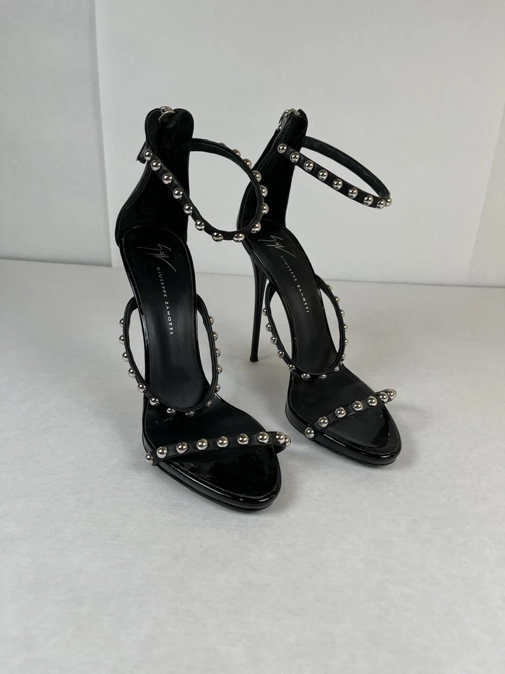 Сандалии Giuseppe Zanotti черные кожаные с украшенным ремешком на лодыжке размер 40 - Изображение 2 из 4