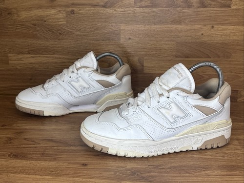 New Balance 550 Size 4.5 UK White And Beige Trainers Retro Look Casual - Picture 1 of 14
