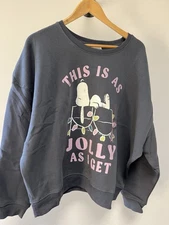 Peanuts Snoopy Women’s Sweatshirt Christmas This Is As Jolly As I Get Size XXL