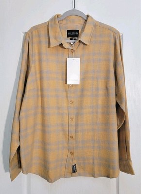 Wildfang Essential Flannel Shirt Women's Plus 1X Yellow Plaid 100% Cotton NWT