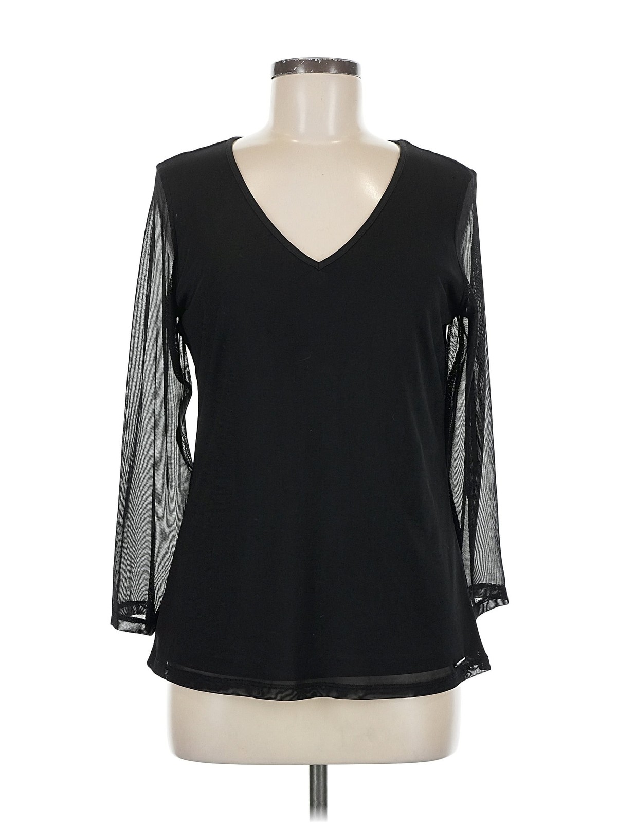 Calvin Klein Women Black 3/4 Sleeve T-Shirt M