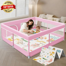 Baby Playpen with Mat, 50 X 50 Inch Playpen for Babies and Toddlers, Baby Playar