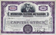 International Telephone and Telegraph Corporation 1954 (10 Shares) kleine Vers.