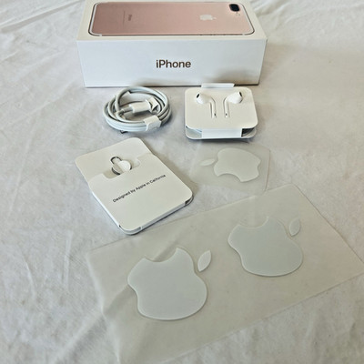 Iphone 7 Plus Corded Headphones w/Adapter & Lightning cable, 3 Stickers w/Box