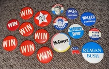 Lot Of 17 Vintage Political Advertising Pins Buttons