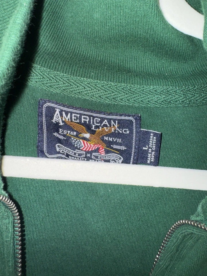 Sudadera para hombre American Living grande verde pulóver 1/4 cremallera lisa Foto 2 de 4