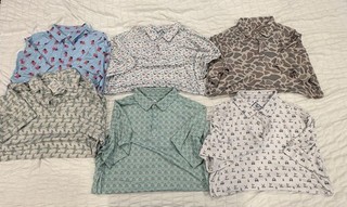 Lot Of 6 Burlebo Performance Polo’s Men’s Size Medium Various Prints