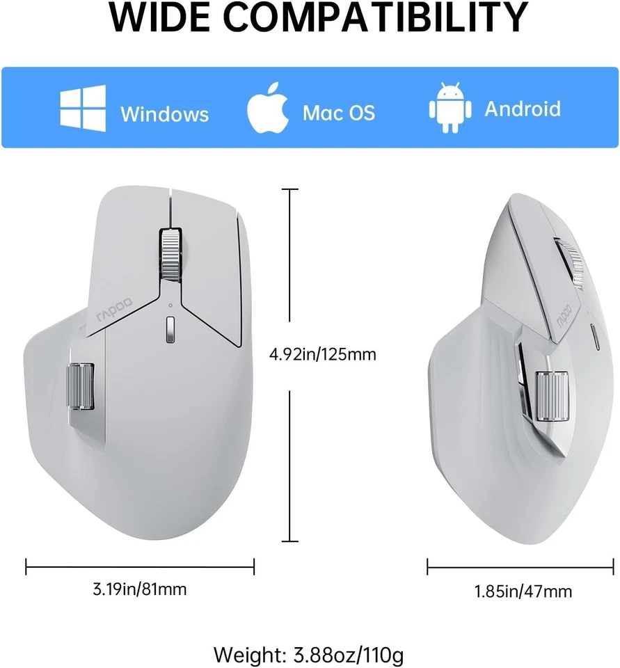 Multi-Device Wireless Mouse, Bluetooth 5.0 and 2.4G Multi-Mode Connection, Up to - Image 4 of 4