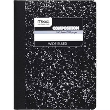 Composition Notebook, Wide Ruled Paper, 7-1/2" X 9-3/4", 100 Sheets, Black Marbl