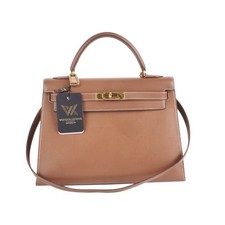 HERMÈS Tasche Kelly 32 Couchevel Epsom Leder Gold Sellier GHW Luxus 1994
