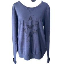 Armani Jeans Logo Sweater Womens M Button Back Pullover Classic Minimalist Fall