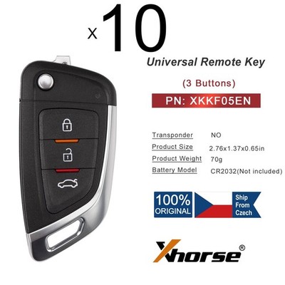 10x XHORSE XKKF05EN VVDI 3 Buttons Knife Style Flip Universal Wired Remote Key