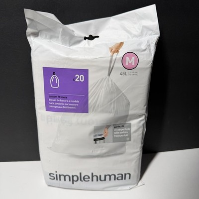 Simplehuman Code M Custom Fit Liners Trash Bag 45L - 20 Count