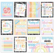 12PCS Motivational Posters for Classroom Growth Mindset Educational Wall Art for