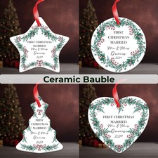 Personalised First Christmas Married Ornament First Xmas Mr & Mrs Hanging Bauble