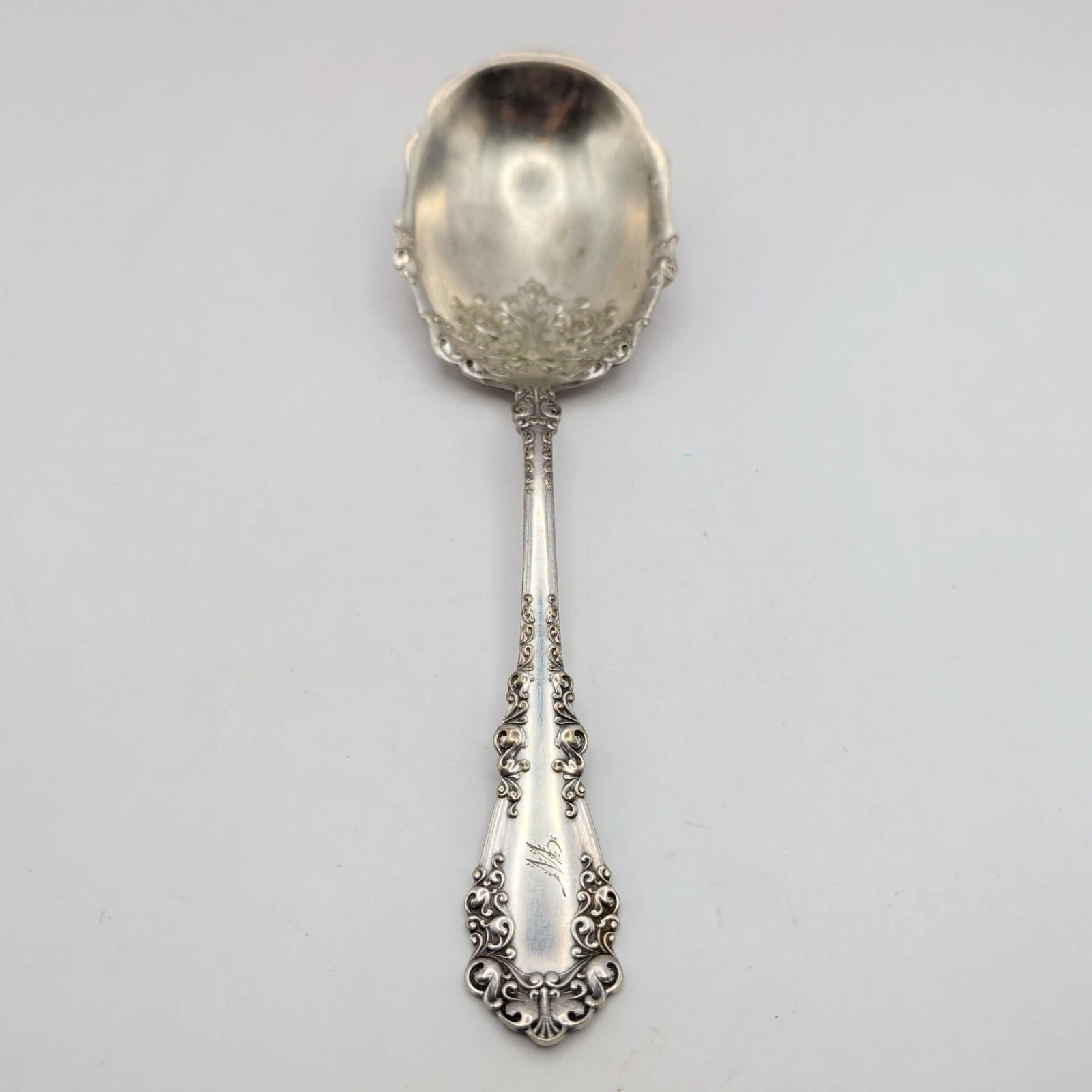 1847 Rogers Bros Berkshire Berry Serving Spoon 8 7/8" Silverplate Mono