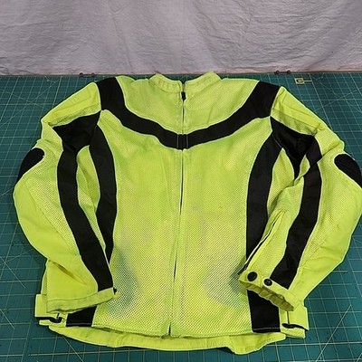 Xelement Motorcycle Jacket CF-6019 Men's 'Invasion' Neon Green Textile Medium