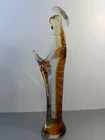Murano Archimede Seguso Amber Bullicante Glass Madonna Sculpture 14"