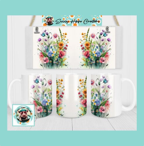Ceramic Coffee Mug Colorful Wildflowers Meadow Floral 15oz Hand Sublimated