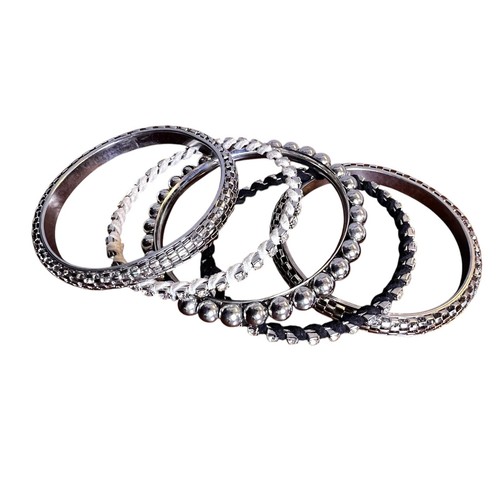 Bangle Bracelet Set Rhinestone Beaded Stacking Fashion Jewelry Flashy Bling - Picture 2 of 6